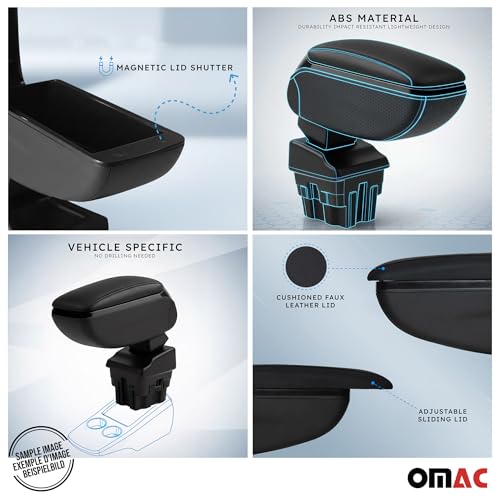 Bracciolo Compatibile Con Fiat 500 500C 2015-2021 Vinyl Abs Nero Scorrevole - 3