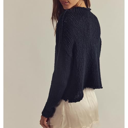 Songling Womens Sweater Oversized Roll Neck Cotton Long Sleeve Casual Soft Chunky Sweaters Crochet Knit Pullover Tops2