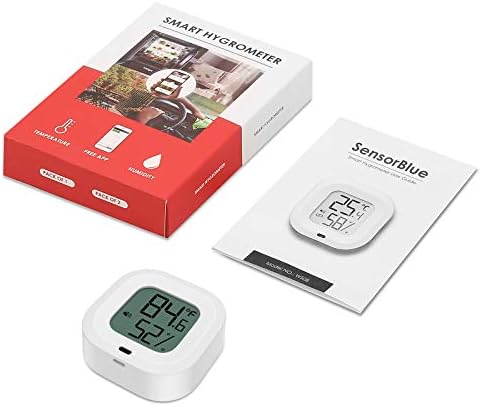 ORIA 2 Pack Wireless Thermometer Hygrometer, [Upgraded 35m Range] Mini Bluetooth 5.0 Humidity Temperature Sensor with Screen, Button, Data Export and Alerts for iOS/Android, Build-in Magnet for House