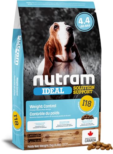 Nutram I18 Weight Management Dog Food - Chicken Dog Food with Peas Pumpkin Omega-3 Rich Salmon Oil & Green Lipped Mussel for Improved Mobility - Low Fat High Fiber & High Protein Kibble (4.4 lb)