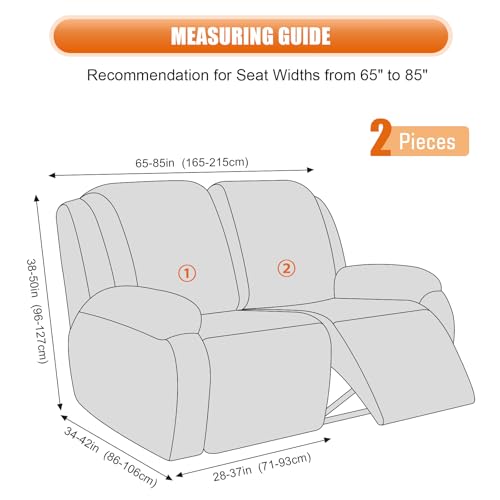 Image of VANSOFY Oversized Recliner Cover, 2-Pieces Stretch Reclining Couch Cover with Pockets Loveseat Sofa Slipcovers Soft Washable Furniture Protector for Dogs Cats(Light Gray)