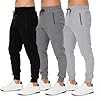 Pantalones deportivos para hombre, paquete de 3, pantalones deportivos para hombre, con bolsillos y cremallera, pantalones de entrenamiento activos