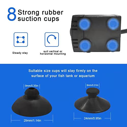 Submersible Fountain Pump Nozzle Kit, Replaceable With 7 Sizes Of Plastic Nozzles For Aquarium Pumps, 8 Rubber Suction Cups, Fountain Pump Accessories #TOP3