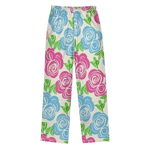 J JOYSAY Floral Rose Leaves Ivory Pajamas Pants Soft Long Pajama Bottoms Lounge Sleep Pants Size S-XL2