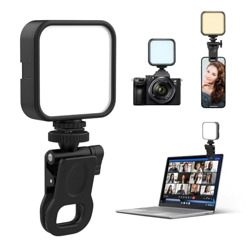 Image of LED Video Camera Light with Clip for Laptop, Camera and Phone - Rechargeable Dimmable 100 LED Beads Fill Light for Zoom Meeting, Photography, Selfie, Tripod and Vlogging Use