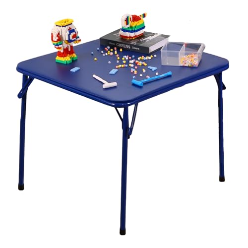 Peekabu Kids Folding Square Table Collapsible Legs Card Table with Padded Tabletop Small Foldable Toddler Activity for Indoor Outdoor 23.5 W X 23.5 D X 20.5 H Blue