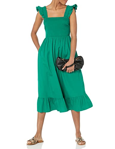 Image of The Drop Womens Kimi Ruffled Shoulder Smocked Midi Dress