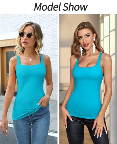 Image of V FOR CITY Women's Cotton Tank Top with Unpadded Shelf Bra Adjustable Wide Strap Camisole Summer Basic Udershirts