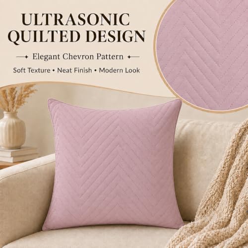 Image of RD TREND UltraSonic Microfiber Cushion Covers 24 inch x24 inch, Set of 2, 250 TC, Back Zipper (Mauve Rose)