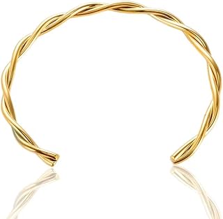 اسوره مجدوله انيقه وعصريه من الاستانلس ستيل 316l مطلي بالذهب عيار 18 قيراط للنساء