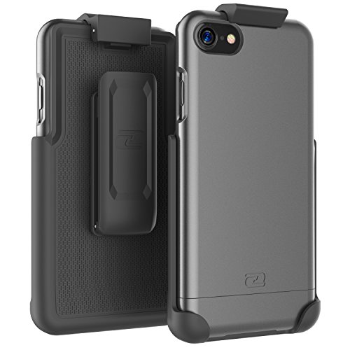 Encased Slim iPhone compatibleBelt Case (2pc set) Includes: Click-N-Go Holster Clip w/Hybrid Cover (Metallic Gray)