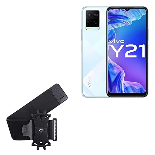 BoxWave Holster Compatible with vivo Y21 - ActiveStretch Sport Armband, Adjustable Armband for Workout and Running - Jet Black