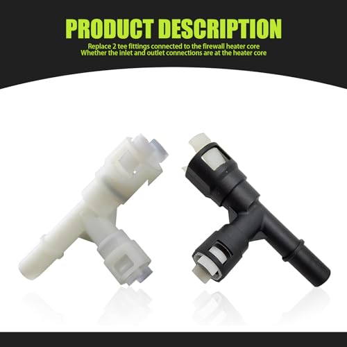 Irinidig 2 PCS Car Heater Inlet Hose Tee Fitting, Leakproof Accurate Fit Replacement 15055343 15055342, ABS Cooling Water Pipe Connector, Compatible with Select Cadillac Chevrolet GMC (Black & White) - Thumbnail 5