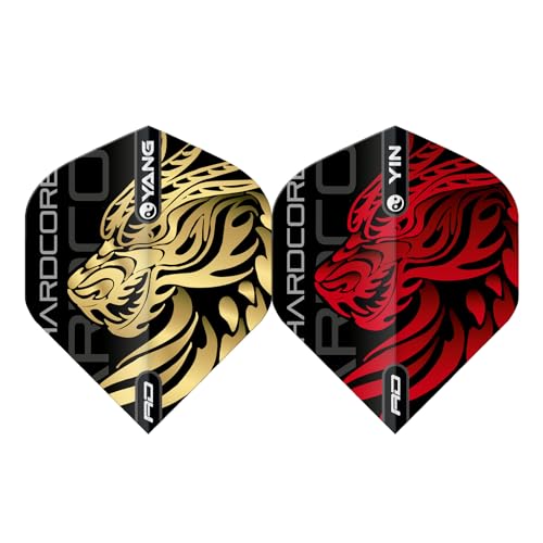 RED DRAGON Yin Yang Double Sided Jonny Clayton Gold & Red Standard Dart Flights 3 Sets Per Pack (9 Dart Flights in total) - Image 2