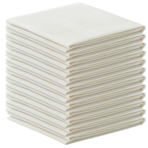 Image of Btag Premium Pure Cotton Handkerchiefs for Men | White with Stylish Border | Soft, Durable & Absorbent Hanky /Rumal | Classic Solid Design for Boys & Men |White Self (Pack of 12) 55 x 55 CM