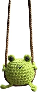 Tsangbaby Frog Car Hanging Accessories Rear View Mirror Accessories Car Mirror Hanging Accessories Crochet Animals Cars Hanging Ornament Gift for Car Auto Interior Decoration