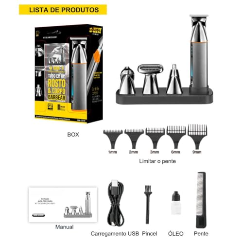 Maquina De Cortes Cabelo Barbeador 9 Em 1 Acabamento Profissional cortes, barba, aparação e acabamen