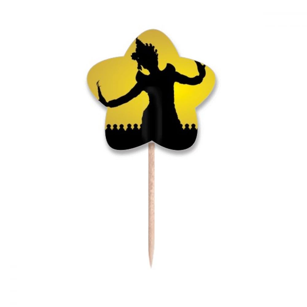 Cure-dents drapeau Thaïlande avec silhouette de danseuse traditionnelle pour buffet