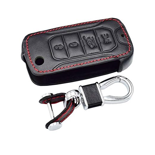 Happyit Cuero Caso de la Cubierta de la Llave del Coche para Jeep Renegade 2015 2016 2017 2018 4 Botones Flip Plegable Remoto Sin Llave