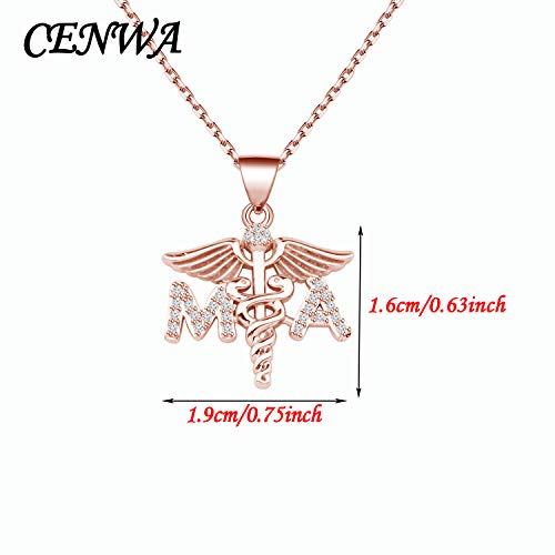 CENWA Medical Assistant Caduceus Angel Necklace - MA Student and Graduation Gift2