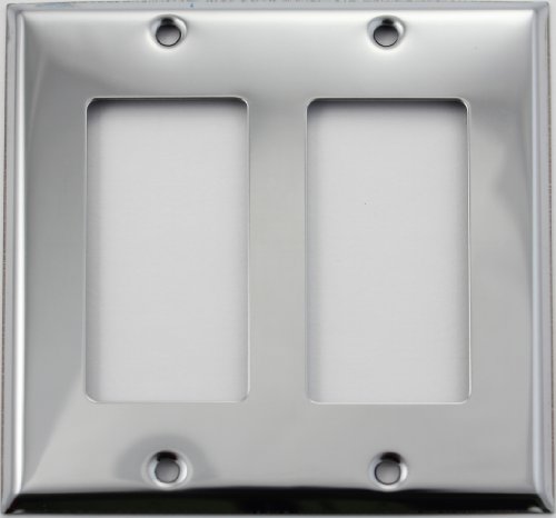 Polished Chrome 2 Gang GFI/Rocker Opening Wall Plate - 2 GFI