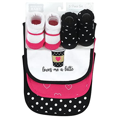 Image of Hudson Baby Unisex Baby Cotton Bib and Sock Set, Mommy Latte, One Size