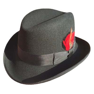 Classic Wool Felt Homburg Godfather Fedora Bowler Hat for Men Women Black S
