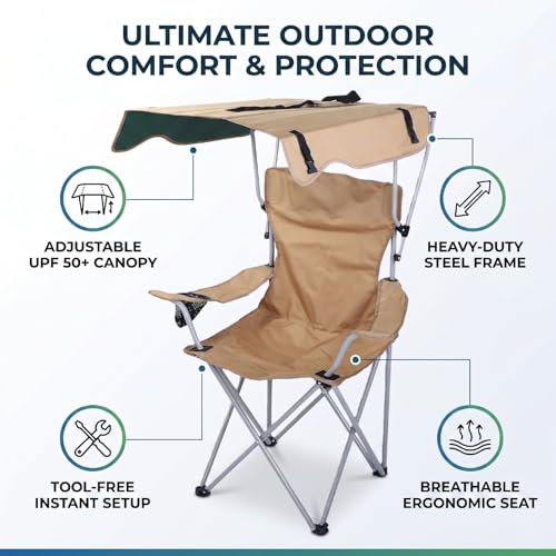 Chaise de camping avec auvent pour vos week-ends de pêche et plage