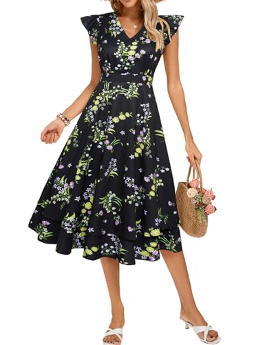 Floral Wedding Guest Dress Dressy Casual Summer Sundress Boho Flowy
