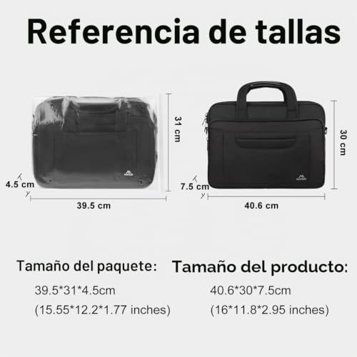 Miniatura 7 de Matein Maletín Para Portátil, Maletin Portatil 15.6 Pulgadas, Bolsa De Mensajero De Hombro, Maletín De Para Cuaderno Aplicar Para Hombres Escuela Viaje Ordenador Portátil - Negro