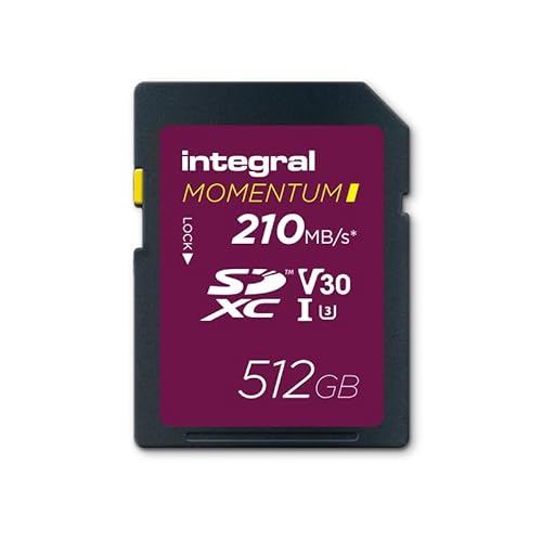Integral Momentum I 512 GB SDXC V30 U3 Karte – bis zu 210 MB/s lesen, 180 MB/s schreiben – für DSLR, spiegellose Kameras & Camcorder – 4K UHD Video & Burst-Mode – wasserdicht, stoßfest, robust Integral Momentum I 512 GB SDXC V30 U3 Karte – bis zu 210 MB/s lesen, 180 MB/s schreiben – für DSLR, spiegellose Kameras & Camcorder – 4K UHD Video & Burst-Mode – wasserdicht, stoßfest, robust