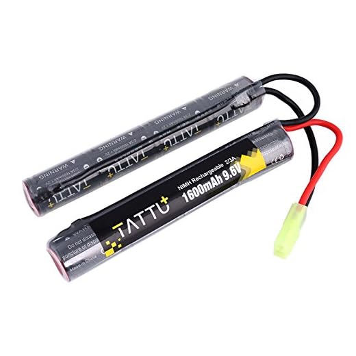 TATTU 9.6V NiMH Battery 1600mAh Butterfly Nunchuck Stick Rechargeable Battery Pack with Tamiya Connector for Airsoft Gun ICS CA TM SRC JG G36 G&M733