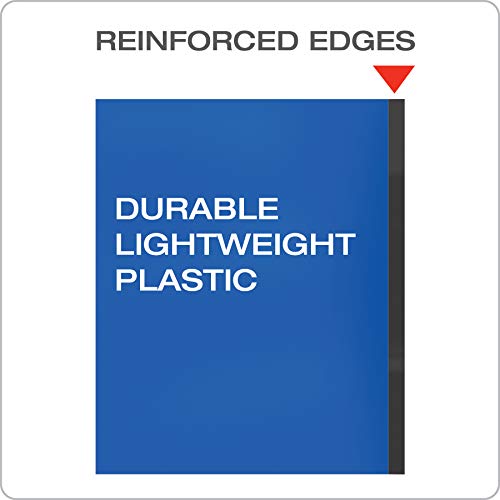 Oxford Two Pocket Folders, Plastic Folders With Reinforced Edges, Letter Size, Red, Blue, Green, Black, Purple, 5 Per Pack (89114) #TOP1