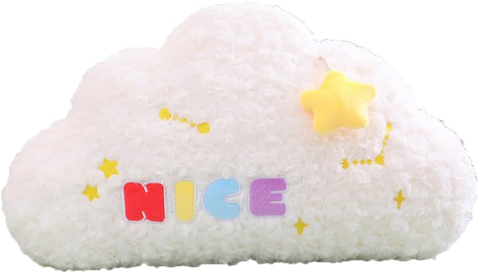 Cute Cloud Plush Pillow Soft Simulation Plush Cushion Sofa Lumbar Back Pillow Office Waist Cushion Stuffed Plush Hugging Pillow (45cm/17.7inch, Pink)