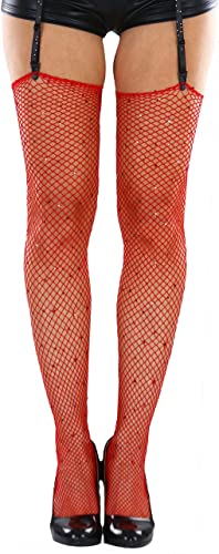 Image of ToBeInStyle Women's Seductive Punk Rock Basic Unfinished Rawedge Fishnet Thigh Highs
