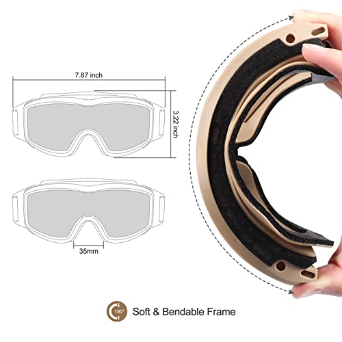 Image of xaegistac Tactical Goggles Anti fog-Airsoft Tactical Glasses | with Interchangeable Lenses,Ballistic Military Goggles for Shooting Hunting Outdoor Sports