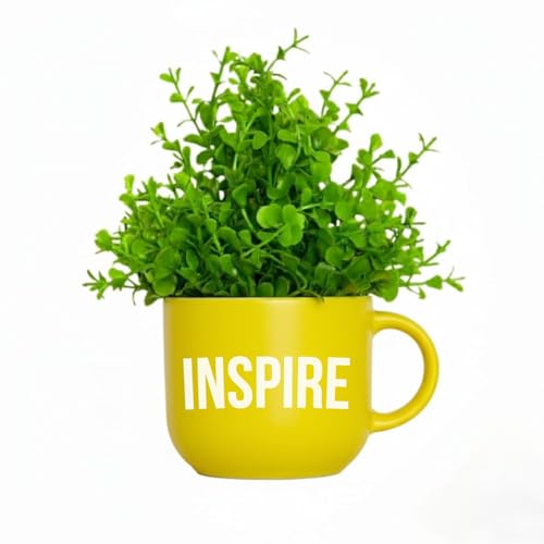 Image of Dekorly Colorful Wall-Mounted Mug Planters with Faux Greenery(20 CM)- Wall Decorative Pots for Vibrant Home & Office Decor| (3, Believe Inspire Achieve)