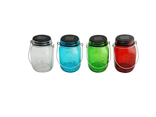 Florals One Solar Glass Mason Jar Light, Color By Random, Lantern Led Decorative Garden Lantern Table Light Patio Indoor Lamp Nightlight #TOP6