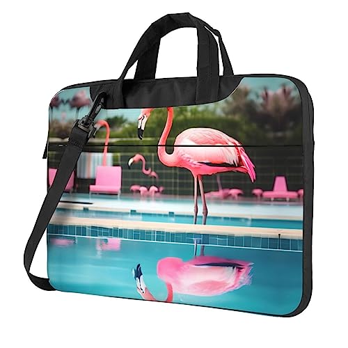 Sac pour ordinateur portable 15.6 pouces imprimé poisson volant et flamant