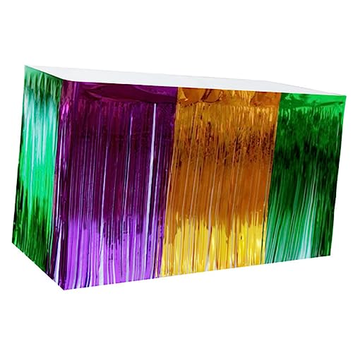 Garneck Carnival Table Skirt Party Colorful Curtain Colorful Curtains Background Curtain Adorn Photo Props Wedding Drapes Party Background Hangings Mardi The Pet Bride Tassel Metallic Line, 270X75CM