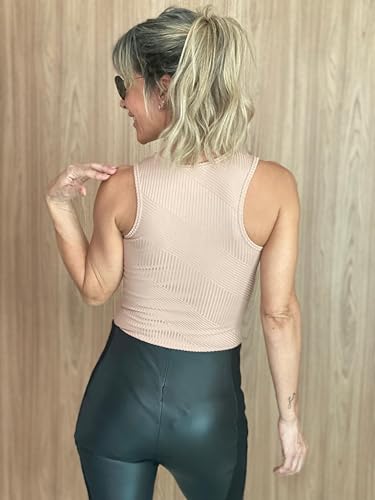 Kit Bodies Regata Malha Canelada Preto e Nude G