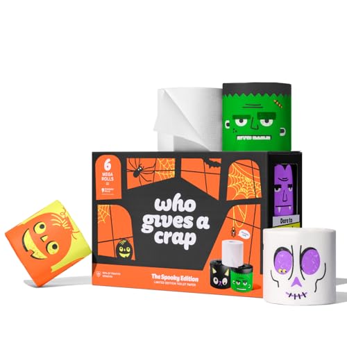Who Gives A Crap – Limited Edition Halloween Toilet Roll, 100% Bamboo Toilet Paper, Box of 6 Mega Rolls (3-Ply, 270 Sheets) - Soft, Strong, Biodegradable & Plastic-Free