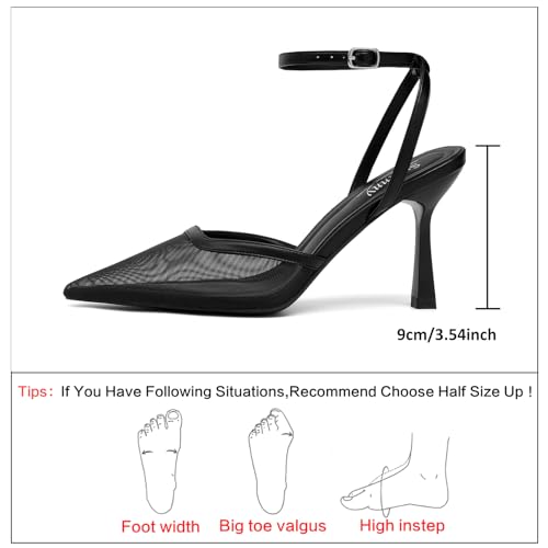 Image of Susanny Heels for Women Stiletto Closed Pointed Toe Backless Dress Shoes High Heels Sexy Kitten Pumps Wedding Guest Party Dance Prom Dressy Comfort Shoes