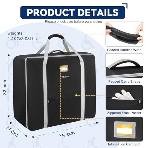 Image of Ytonet Wheelchair Bag, Wheelchair Accessories for Foldable Wheelchairs