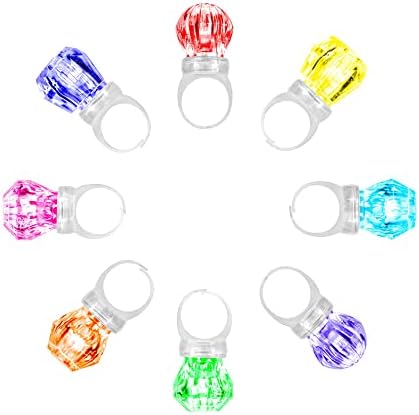 Midafon 60 Pack led Glow Rings Light up led Rings Glow Flashing led Rings Diamond Light up Rings Glow in The Dark Rings Glow Rings Party Pack Birthday Party Favors Glow