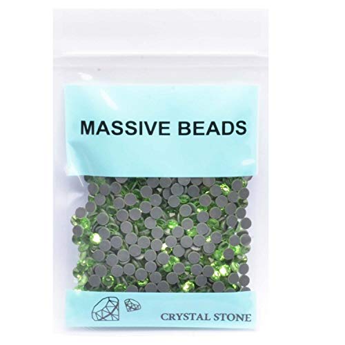 Image of 3000 Pieces Hot Fix Glass Flatback Rhinestones HotFix Round Crystal Gems (Peridot, SS10)
