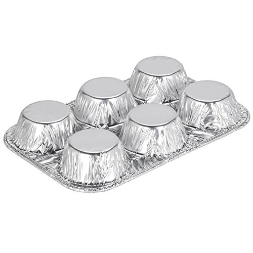 Pack of 20 Silver Foil Muffin Pans – Durable & Non-Stick Disposable Aluminum 6-Cup Cupcake Trays – Perfect Tin Size for Cupcakes, Mini Pies, Mini Quiche, Soufflé - Standard Size