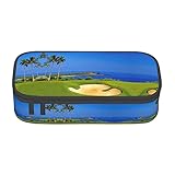 LKLDDPZB Federmäppchen mit Golfplatz-Druck, hohe Kapazität, mehrlagiges Design, langlebige Oxford-Stoff-Konstruktion, vielseitige und organisierte Lösung für Ihre Schreibwaren und Zubehör, Schwarz ,