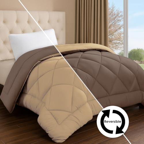 Image of Story@Home Reversible AC Comforter 220 GSM Lightweight Microfiber Summer Blanket for Single Bed (90x60 Inches) | Soft Cooling Quilt, Breathable All Season Duvet for AC Room - Camel Brown & Coffee