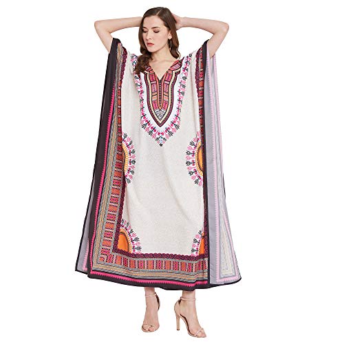 Image of Oussum Plus Size Kaftan Dresses for Women, Polyester Summer Caftan Cover Up Maxi Beach Dress, 1X-3X